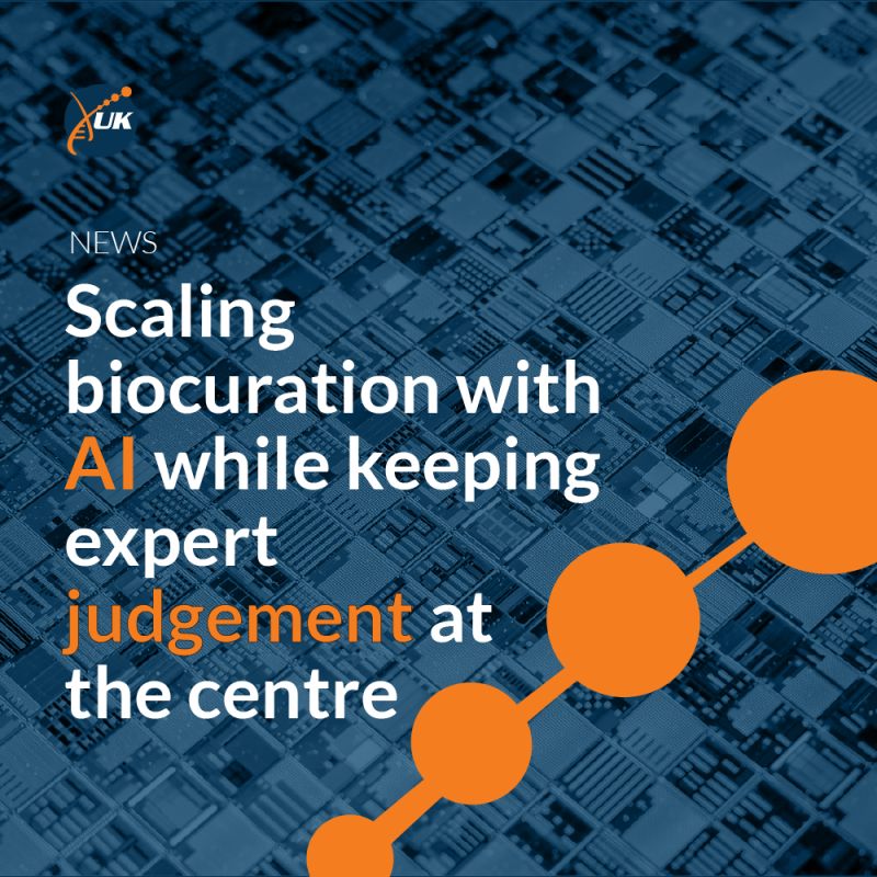 Example of a social media banner combining the navy or orange overlay with the ELIXIR helix motif as texture.