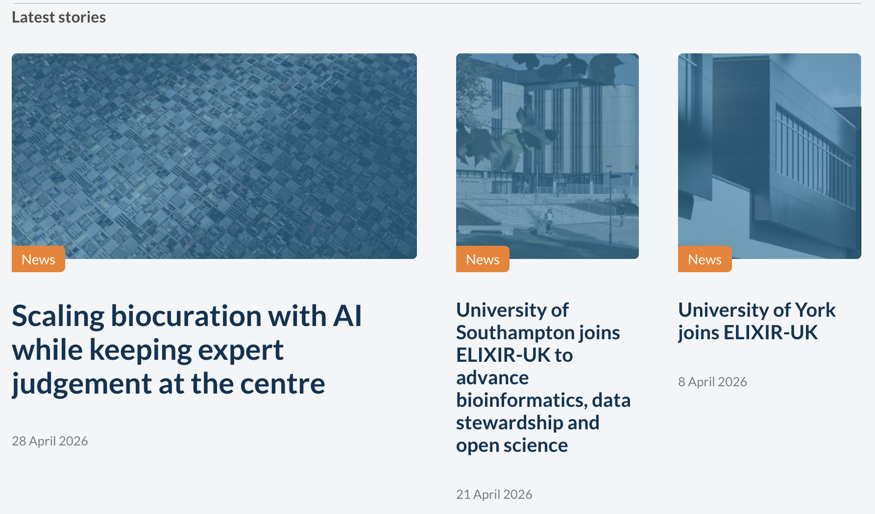 Example of a photograph with a brand-colour overlay applied – a social media banner showing the navy or orange overlay treatment that ties an image to the ELIXIR-UK palette.